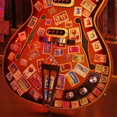 DEFIL MAMBO Bass 1968 Vintage Acoustic Electric like Hofner. By the Artist El Daga. One of a kind. image 5