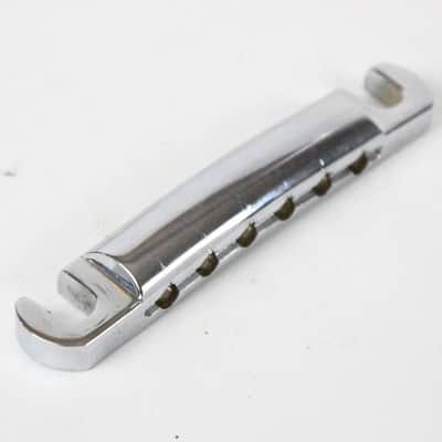 1986 Vintage Gibson USA Chrome Stopbar Tailpiece Original Les Paul Standard Heavy Zinc 1980s USA image 3