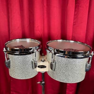 Vintage Ludwig 6" & 8" Tunable Bongos Silver Sparkle image 2