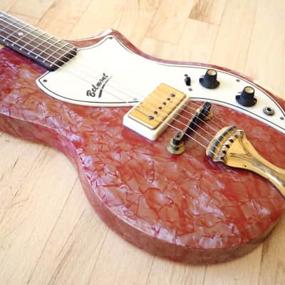 1959 Supro Belmont 1570 Vintage Electric Guitar Maroon Pearloid MOTS Valco USA image 10