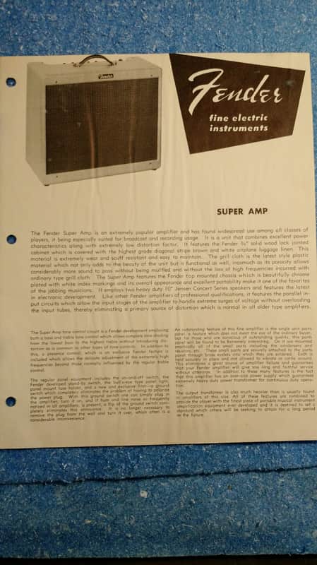 Fender Super Dealer Sheet 1955 image 1