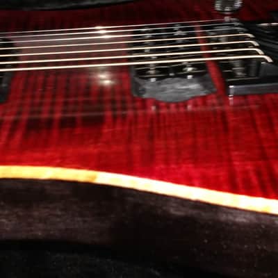 Charbonneau Scimtar-75 Deluxe Custom 7 string Red- Blackburst/Tru-Oil Hardshell Case Included image 3
