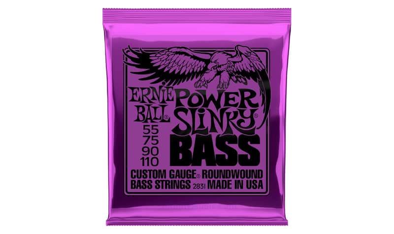 Power Slinky Nickel Wound Electric Bass String 55-110 Set Gauge 55, 75, 90,110 High-C Steel Hex-Core image 1