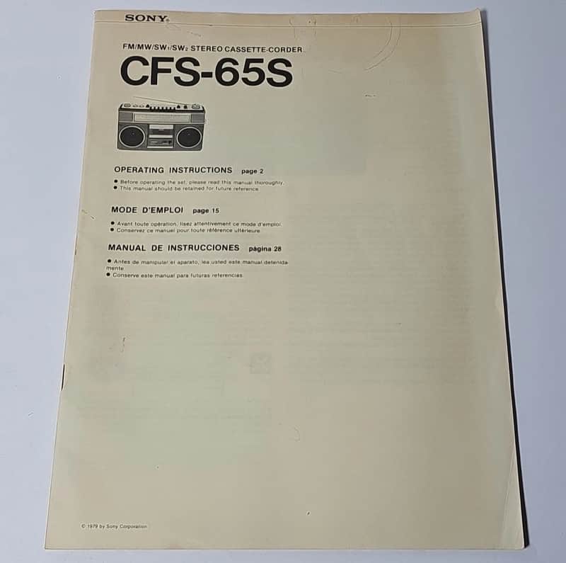 Sony CFS-65S Stereo Cassette-Corder Operating Instructions Manual Original image 1
