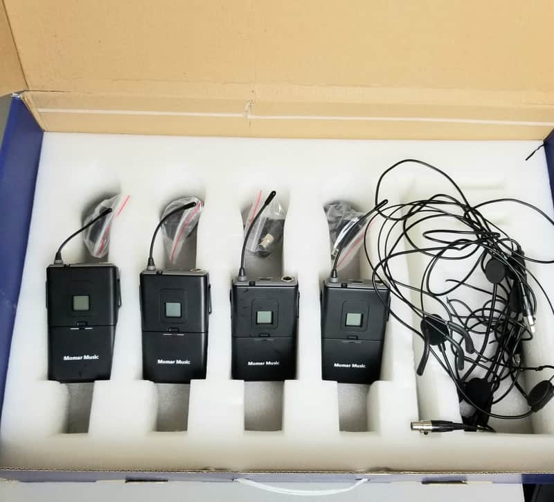 Momar Music Quad 4-channel Wireless System- Bodypacks, Lapel, Headset Mic's - Exc in Box! image 1