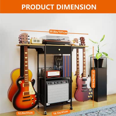 3-Tier Guitar Stand Rack with Wheels – Multi Guitar & Amp Storage Stand image 6