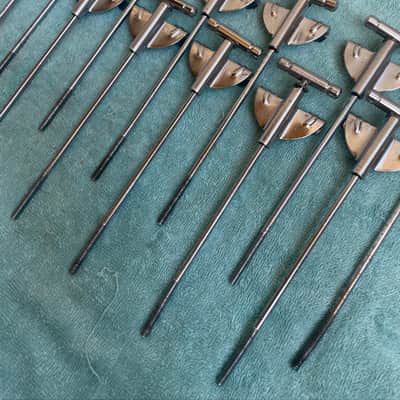 Del Rey MIJ Lot of 12 Bass Drum T tension rods + 11 claws 70s - Chrome image 2