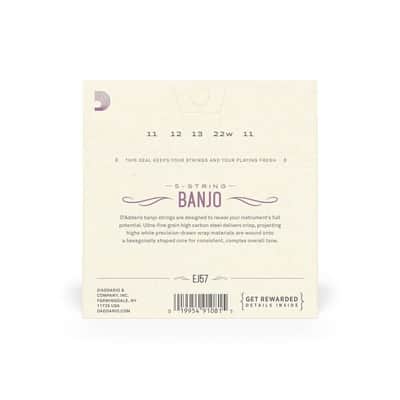 D'Addario 11-22 Custom Medium NPS 5 String Banjo Strings - EJ57 image 3