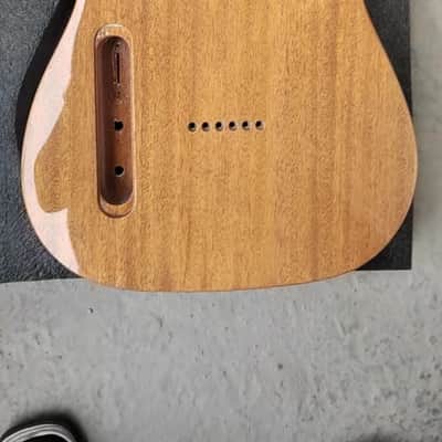 Natural Finish Mahogany Telecaster Tele Style Guitar Body with Black Binding image 3