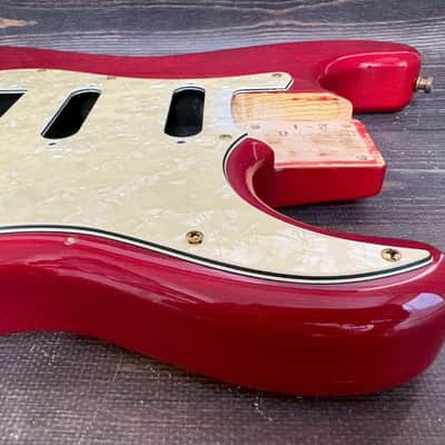 90s Charvel CST-060 Stratocaster Body Ash See-throw Red w/Plate Made in Japan image 4
