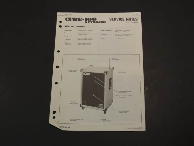 Roland Cube-100 Keyboard Service Notes /Manual [Three Wave Music] image 1