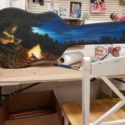 Handpainted Road Runner Hard Case Campfire Scene image 2