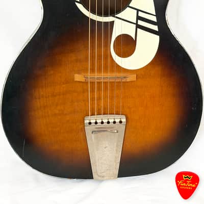 1960s Kay K1160 Parlor Guitar Tobacco Sunburst Musical Note Acoustic – “Danny” image 5