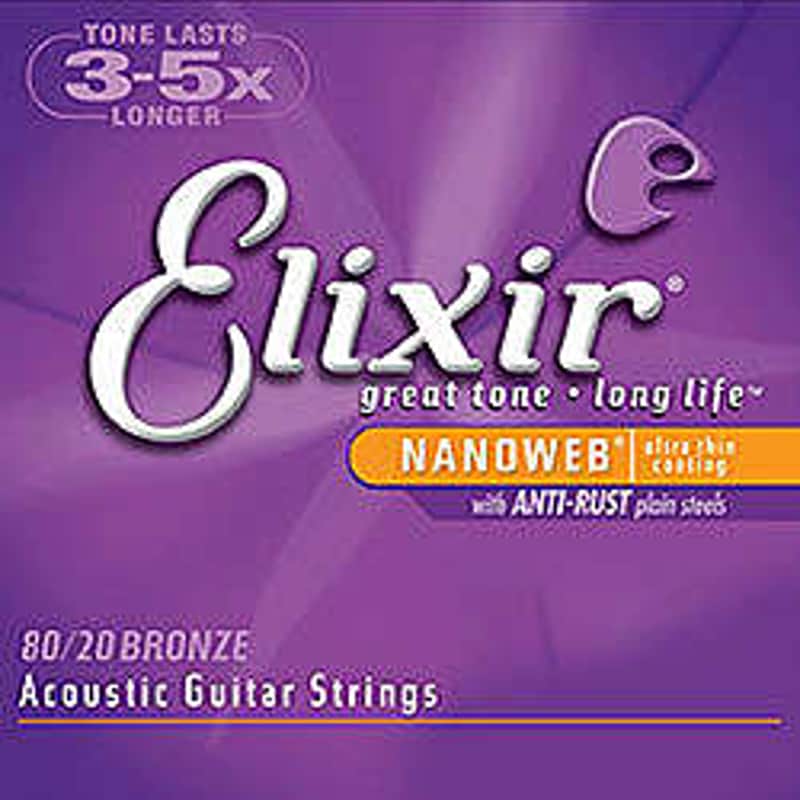 Acoustic Elixir Nanoweb Bronze Strings .011 – .052 Gauge, Lig…