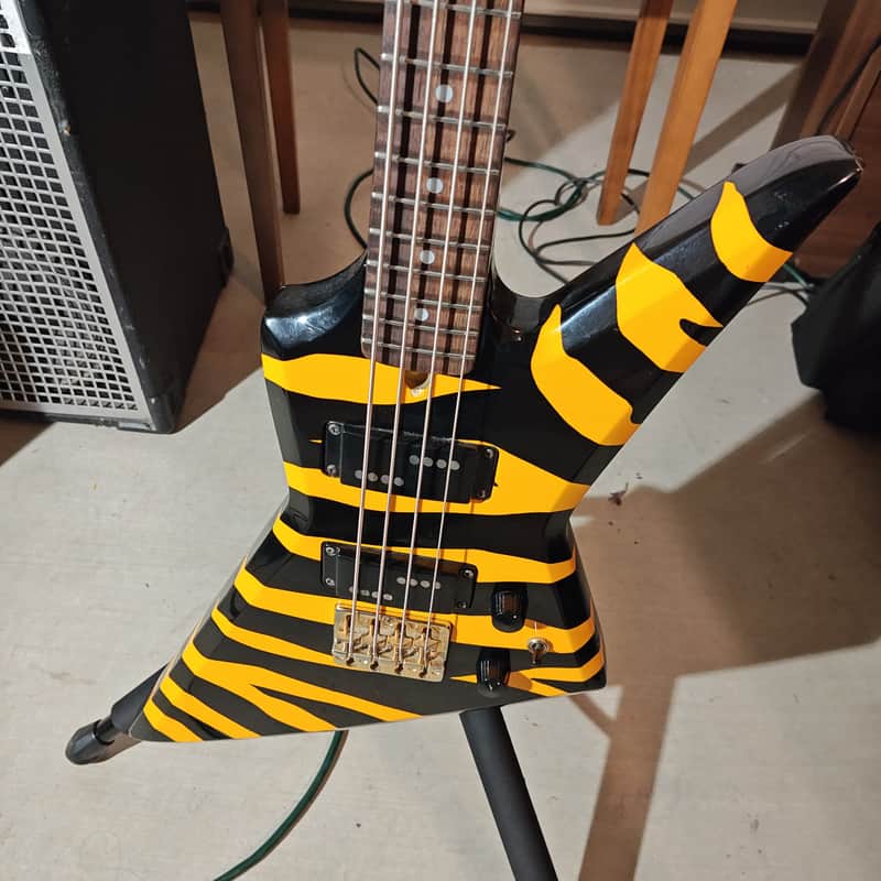1980s Aria Pro II ZZB Deluxe Tiger Zebra Stripe MIJ Matsumoku Japan Vintage Bass image 1