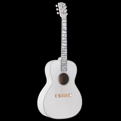 iMus i00-Size Handcrafted Acoustic Guitar - Adirondack Spruce Top with Flamed Maple Back and Sides - 90-Day Build,Ebony Fretboard Abalone Inlay - Stage and Studio Pro - Gloss White -Chinese Mother-of-Pearl Inlay Art image 2