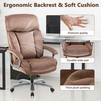 800lb Heavy Duty Studio Producer Chair – Big and Tall High Back Recording Desk Chair, Fabric Executive Mixing Seat – Brown image 4