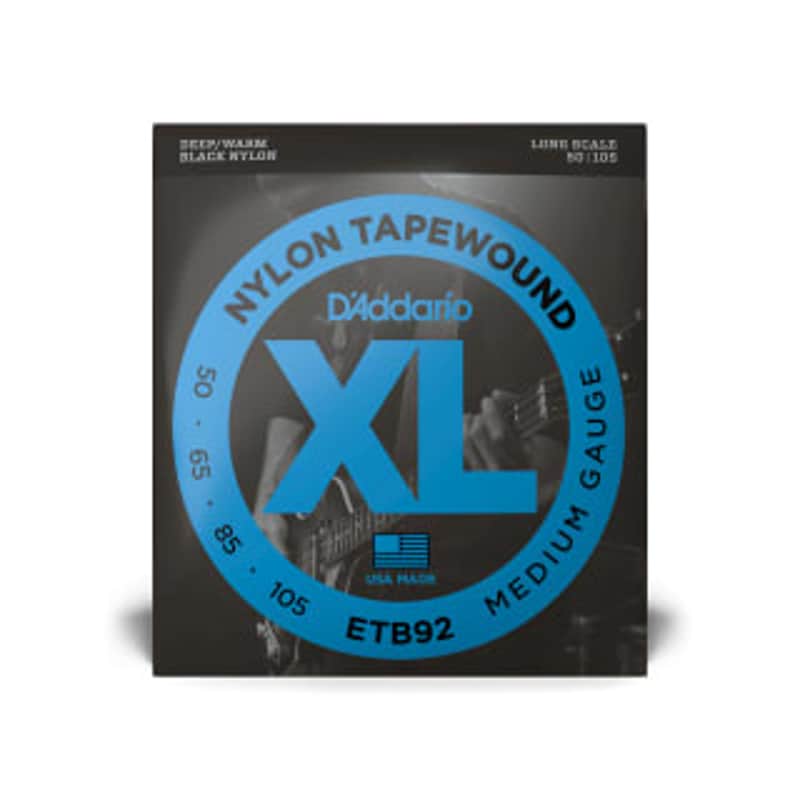 D'Addario ETB92 XL Nylon Tapewound Bass Guitar Strings - .050-.105 Medium Long Scale image 1
