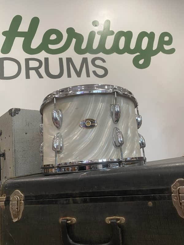 Slingerland 8x12" Rack Tom - White Satin Flame (Niles Gold Badge) image 1
