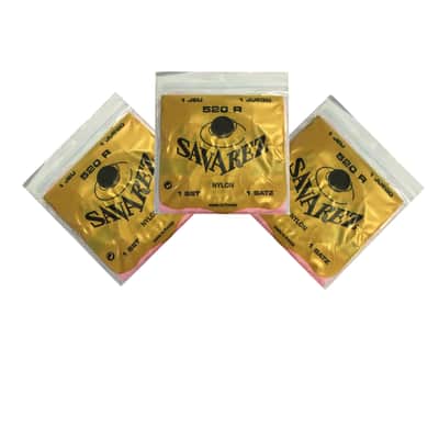 Savarez Guitar Strings 3 Sets High Tension Nylon 520R Red Card