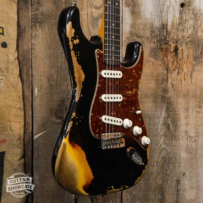 Fender Custom Shop '61 Reissue Stratocaster Relic - Heavy Relic Aged Black Over 3-Color Sunburst image 3