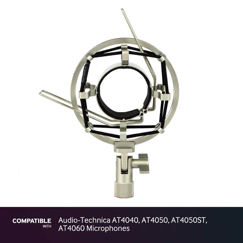 Silver Shock Mount fits Audio-Technica AT4040, AT4050, AT4050ST, AT4060 image 1