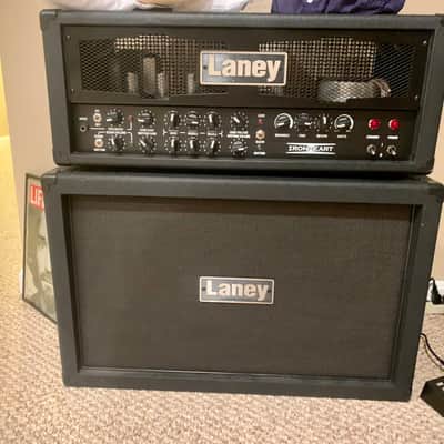 Laney Ironheart IRT60H guitar amplifier head with a Laney IRT212 cabinet image 3