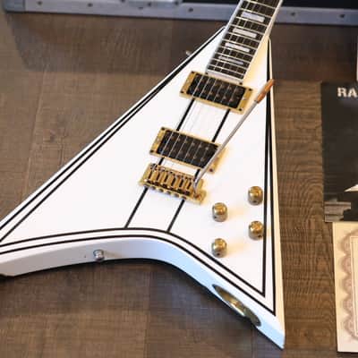 2009 Jackson Custom Shop LTD Randy Rhoads Concorde Tribute White w/ Black Pinstripes Relic +COA OHSC image 2