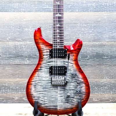 PRS SE Custom 24-08 Charcoal Cherry Burst Flame Maple Top Electric Guitar w/Bag image 1