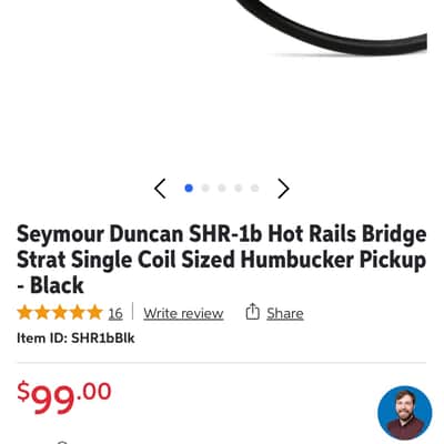 Seymour Duncan SHR-1b Hot Rails Strat Bridge Pickup 2010s - Black image 2