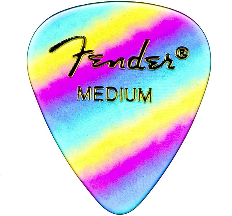 Fender 351 Shape Graphic Picks - Multicolor Rainbow - Medium - 12-Pack image 1