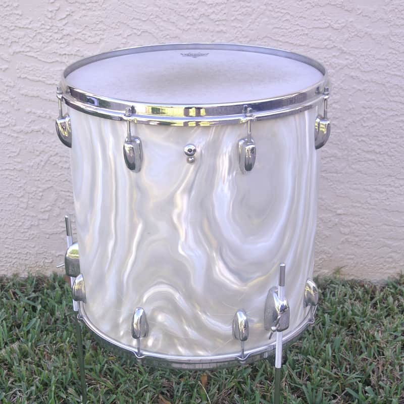 1960’s Slingerland 16″ Sound King Era Floor Tom in White Satin…