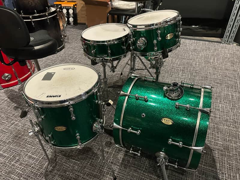 TRS Custom Drums BOP Kit in Green Sparkle Lacquer image 1