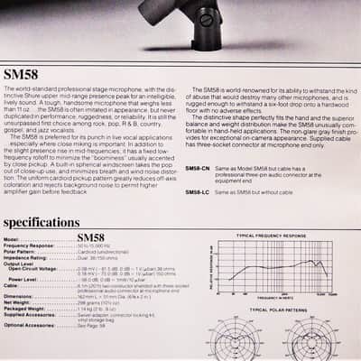 Vintage 1980's USA Shure SM58 Handheld Cardioid Dynamic Microphone Low Z w mic clip & cable image 2