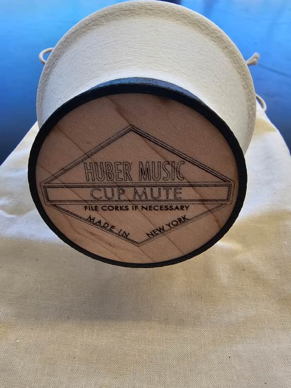 Huber Music Trumpet Wooden Bottom Fixed Cup Mute 2026 - Black and White Plastic image 1