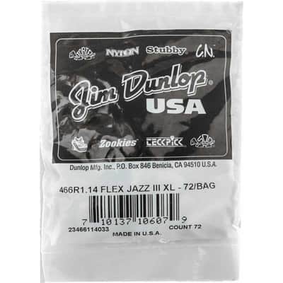 Dunlop 466R114 Tortex Flex Jazz III XL 1,14mm sachet de 72 image 1