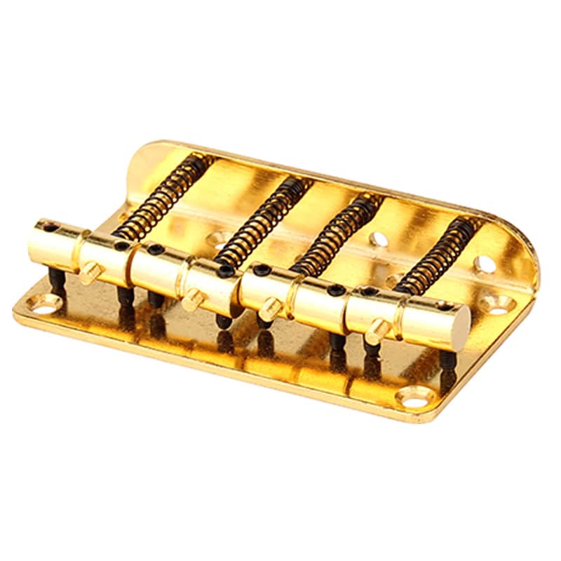 Brio 4 String Vintage Style Bass Bridge for Jazz Bass Top Load Gold image 1