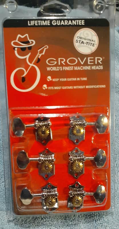 Grover V97-18NA Sta-Tite 18:1 3x3 Guitar Tuners, Nickel, Vertical image 1