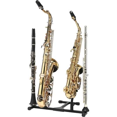Titan Folding Alto and Tenor Double Saxophone Stand With Flute or Clarinet Peg image 2