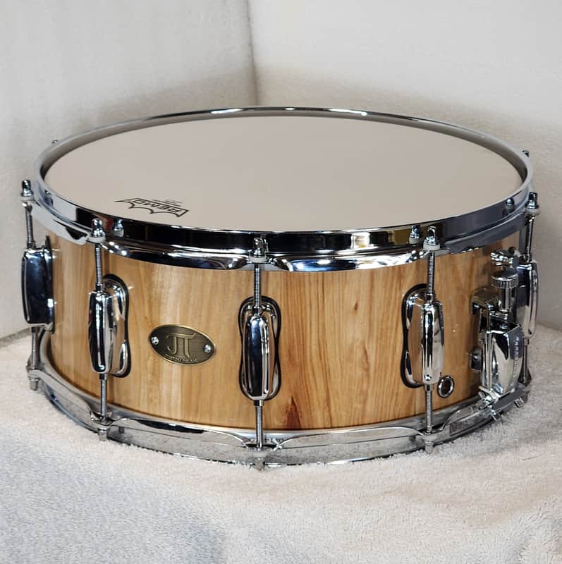 JT Custom Drums 14x6 Hickory Solid Stave Snare Drum 2025 - Natural color/lacquer image 1