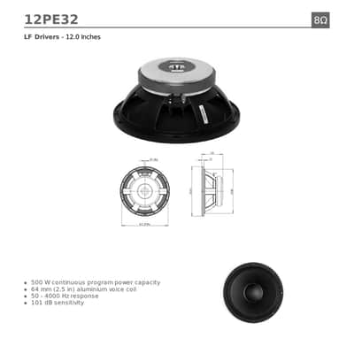 B&C 12PE32 12" Midbass Pro-Audio Replacement Speaker Woofer Sub 500 Watts 8-Ohms image 4