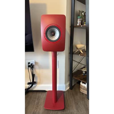 KEF LS50 Wireless II Active Bookshelf Speakers Pair 2021 Red & S2 OEM Stands image 1