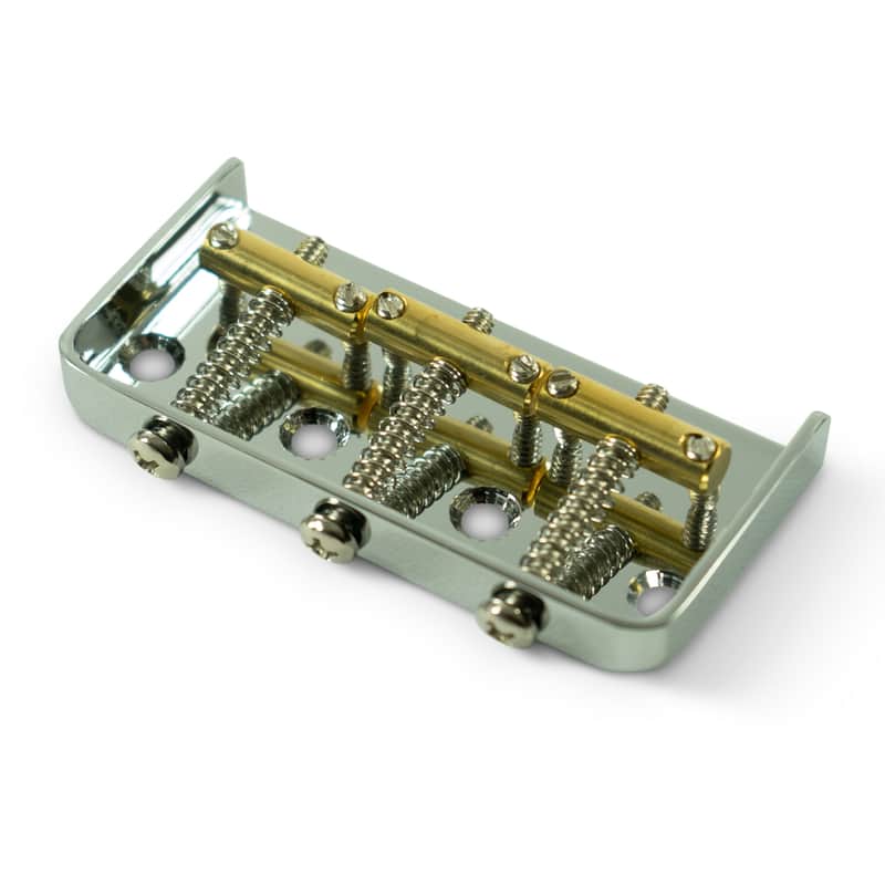 Kluson 1/2 Size Replacement Bridge For Fender Telecaster Steel With Brass Saddles - Gloss Chrome image 1