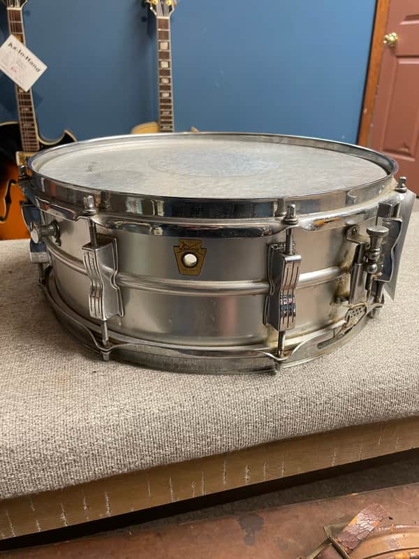 Ludwig No. 404 Acrolite 5x14" 8-Lug Aluminum Snare Drum with Keystone Badge 1963 - 1969 - Matte Aluminum image 1