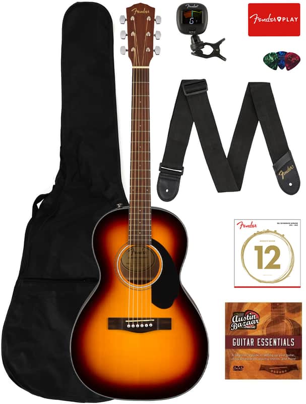 Fender CP-60S Solid Top Parlor Acoustic Guitar - Sunburst w/ Gig Bag image 1