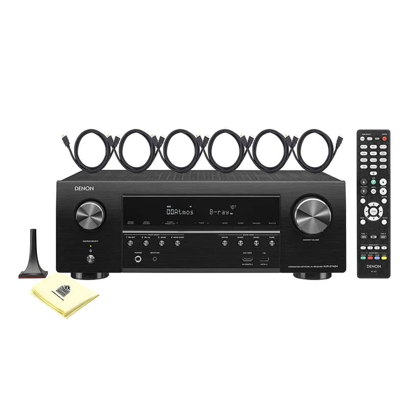 Denon AVR-S740H 7.2 Channel 75W AV Receiver with HEOS Technology Package with HDMI Cables & Cloth image 1