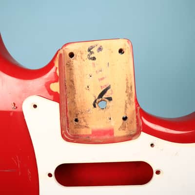 1994 Squier Stratocaster Ferrari Red Guitar Body w/ Pickguard image 9