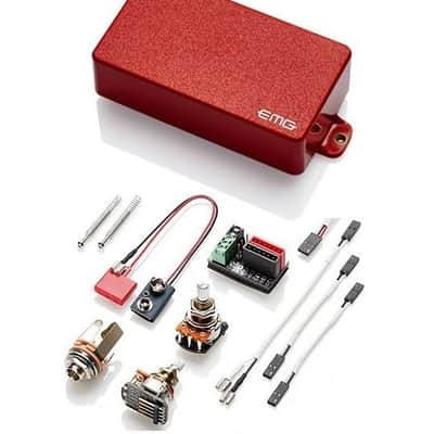 EMG 81 RED ACTIVE SOLDERLESS HUMBUCKER GUITAR PICKUP 10mm THREADED SHORT SHAFT POTS & WIRING image 1