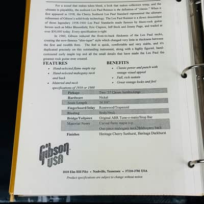 Gibson Historic Dealer Binder 1992 image 3