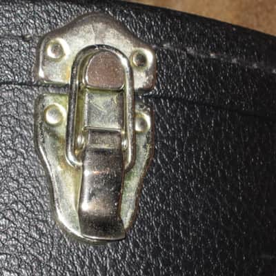 used genuine Gibson Dreadnought Hardshell Case from 2000s - Black Tolex Exterior, Wood Construction, Blue Plush Padded Interior, Gold Colored Hardware, lid has Gibson Acoustic Logo, fits square / round shoulder & cutaway dreadnought (NO guitar included) image 17
